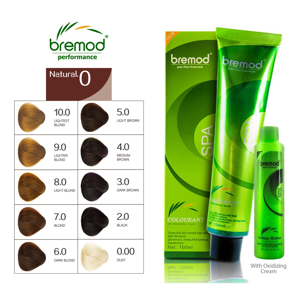 Bremod Hair Color (Natural / 0) with Oxidizing Cream 100g 12% | Shopee ...