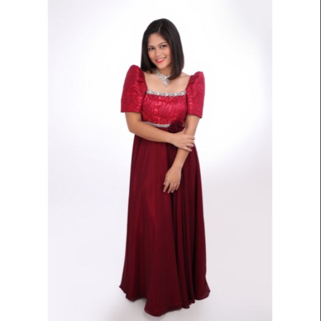 filipiniana dress red