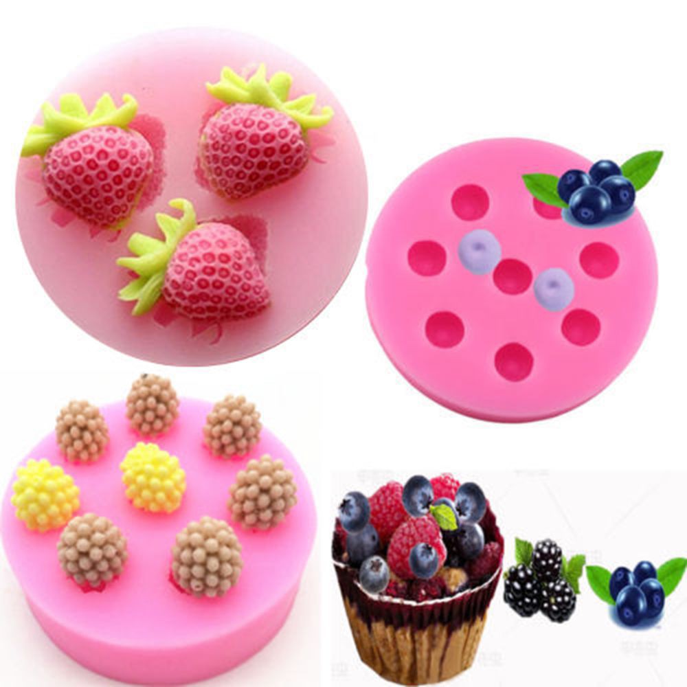 3d Fruit Strawberry Blueberry Silicone Fondant Mold Cake Shopee