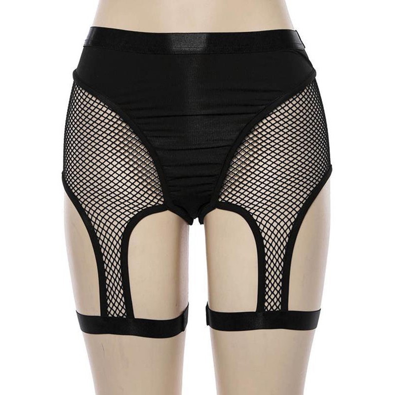 high waisted fishnet shorts