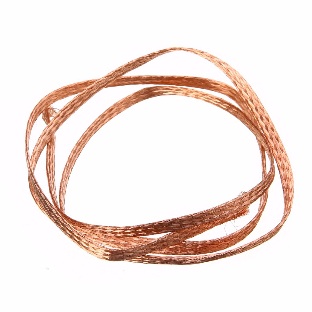 1m Pure Flat High Flexibility Ground Lead Cable Bare Copper Braid 3.3ft x 15mm