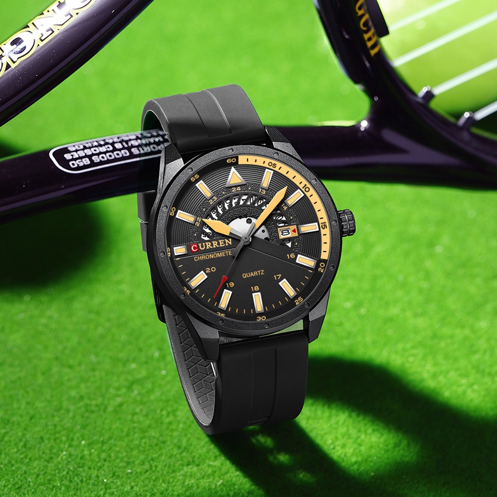 CURREN Men's Watches Original Brand Fashion Casual Business Sports Rubber Quartz Waterproof 8421 XC