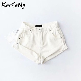 denim white high waisted shorts