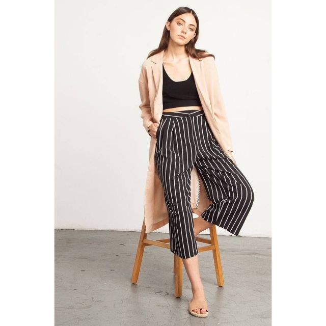 black and white striped square pants