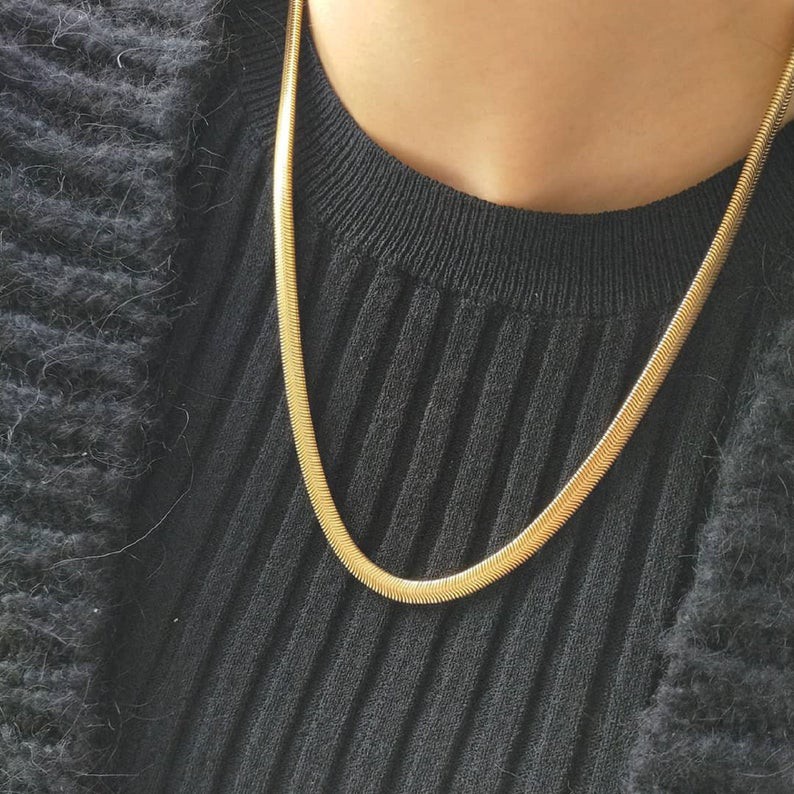 Snake Chain, 18k Saudi gold necklace, Necklace For Men, Gold Plated ...