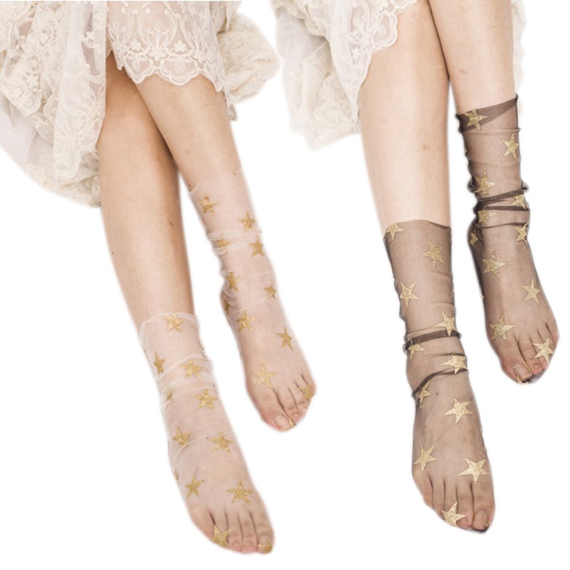 Women Glitter Shiny Socks Short Socks Harajuku Solid Color Female Ankle Socks