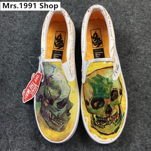 vans skull slip ons van gogh