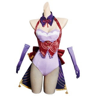 In Stock Genshin Impact Beelzebul Raiden Shogun Cosplay Costume Bunny Girl Jumpsuit Outfits Halloween Carnival Suit