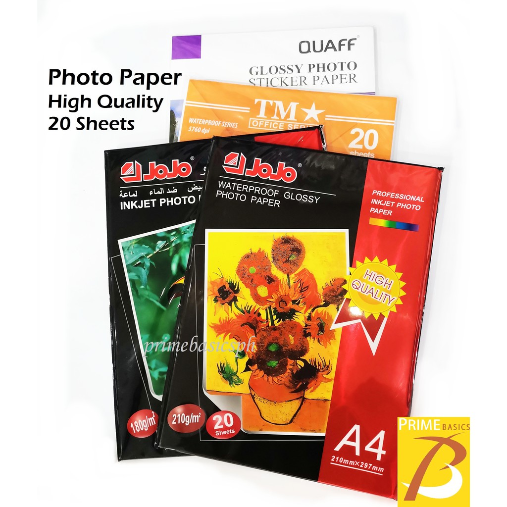 Waterproof Glossy Photo Paper 20 Sheets A4 180 210gsm Inkjet Photo Sticker High Quality Jojo 5352