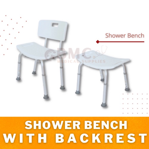 Shower Chair/Bench Aluminum Rust Free Adjustable With Backrest & Without Backrest