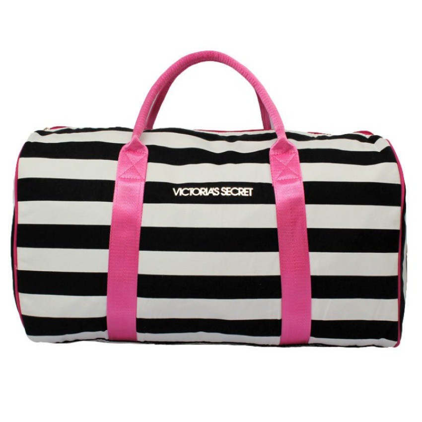 victoria secret striped duffle bag