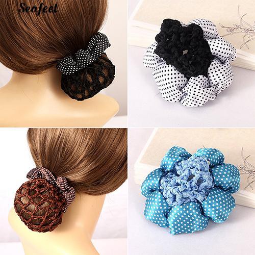 Seafeel Cod Girl Women Dot Bun Cover Snood Hair Net Nets
