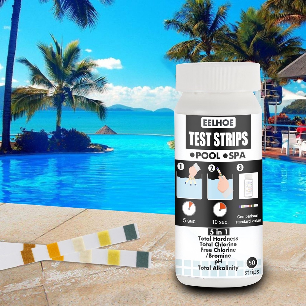 50pcs 5in1 Swimming Pool Ph Test Paper Ph Value Alkalinity Hardness