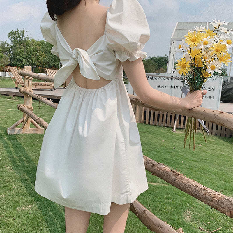 white chiffon dress casual