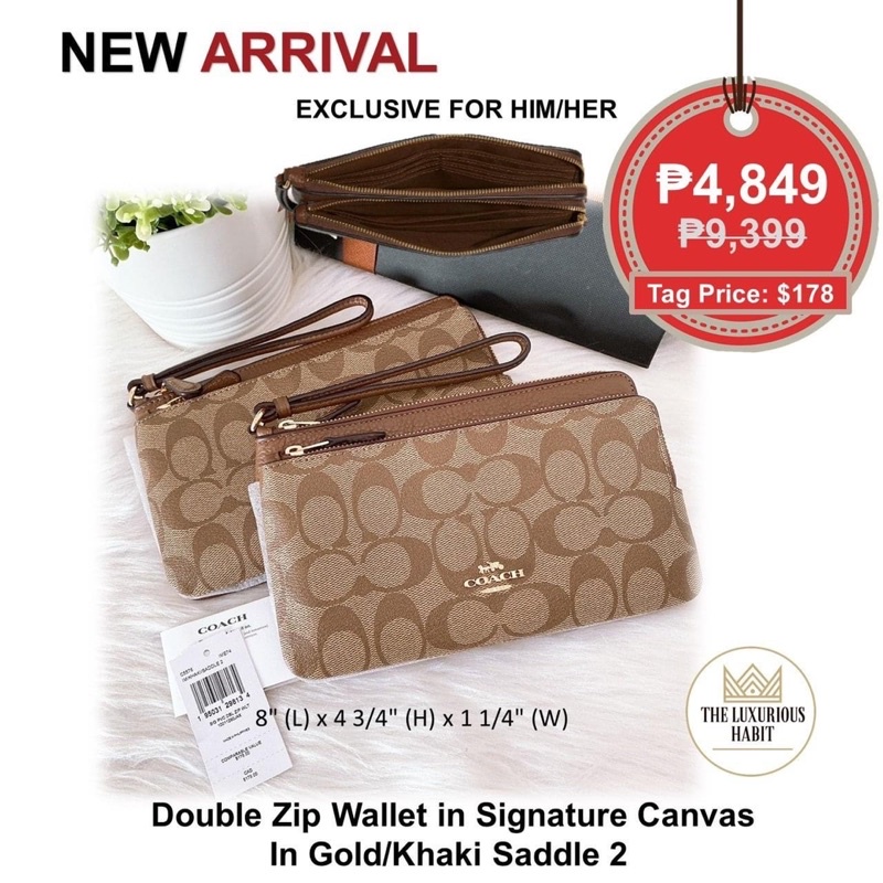 Coach Double Zip Wallet Wristlet in Signature Canvas | Shopee Philippines