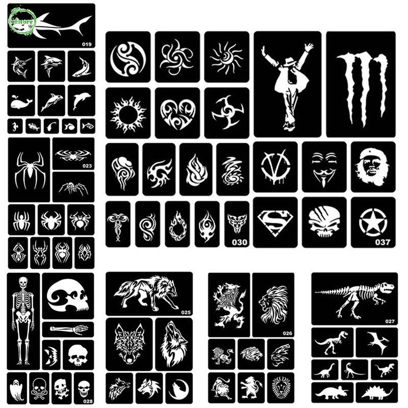 20 Style Hollow Henna Tattoo Stencil Template New Body Hand Art Paste ...