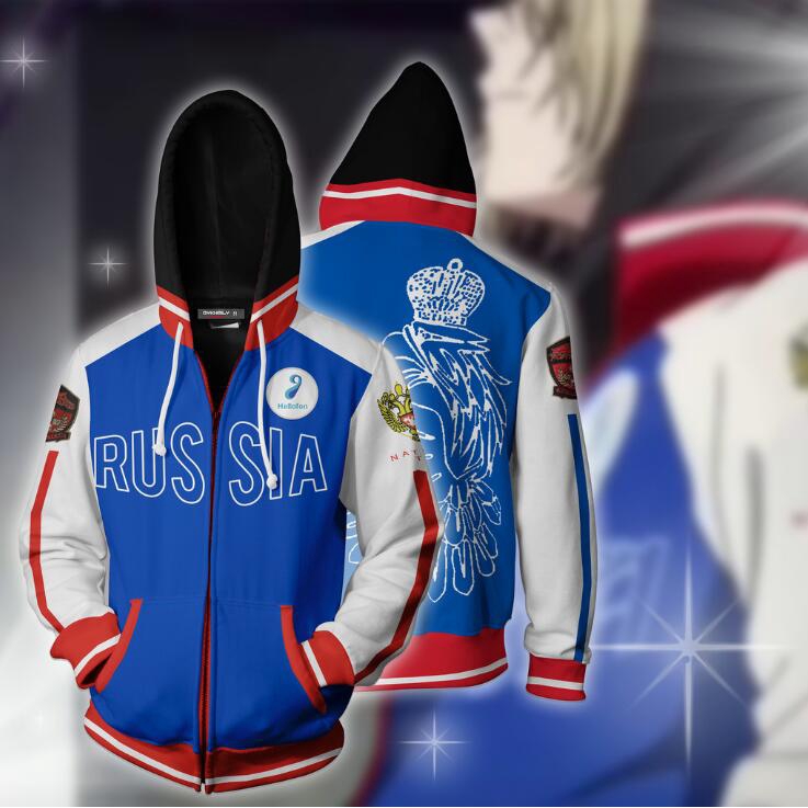 GK-O Anime Yuri on ICE Yuri Plisetsky Sportswear Hoodies Cosplay Jacket Russia