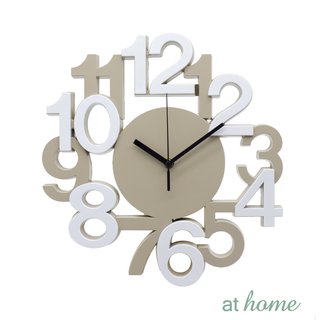At Home Stylish Silent Wall Clock Embossed Numbers Easy Read Analog ...