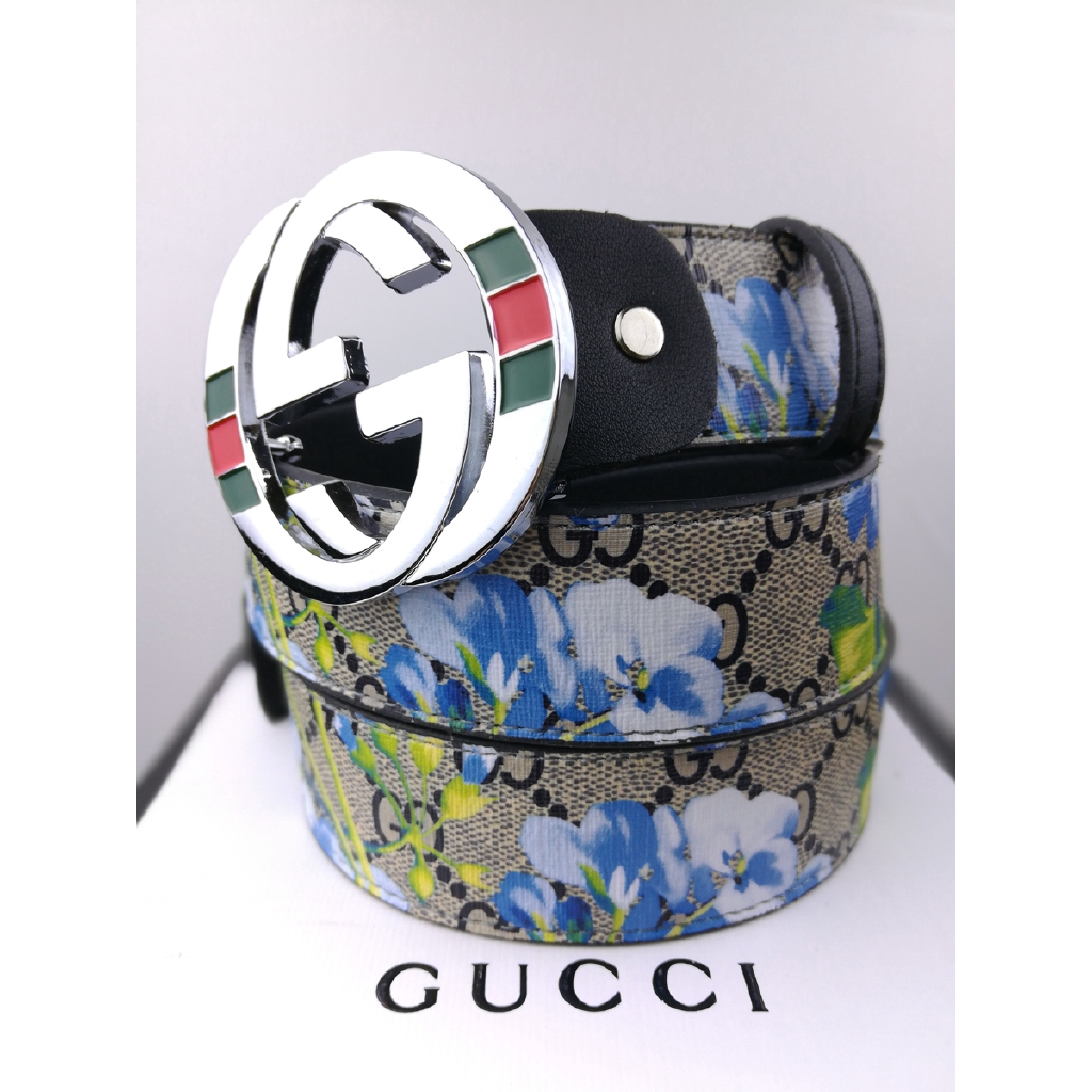 gucci blue floral belt