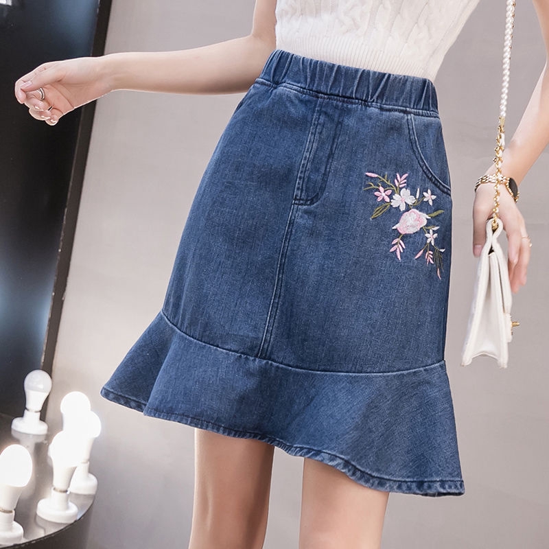 denim skirt elastic waistband