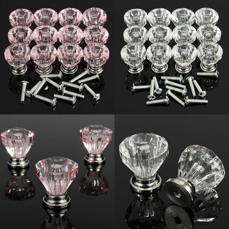 6pcs Crystal Glass Door Knobs Cupboard Drawer Cabinet Handle | Shopee ...