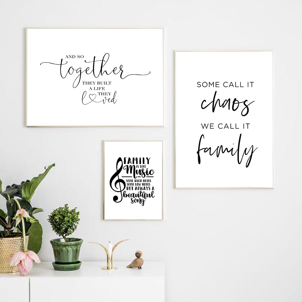 Simple Style Family Quote Poster Canvas Painting Music Note Wall Art Pictures Living Room Nordic Decor Home