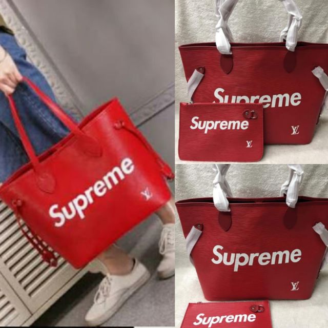 lv supreme red bag