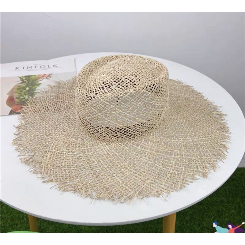 Frayed Straw Hat Dumont made from fragrant grass, straw hat, frayed hem ...