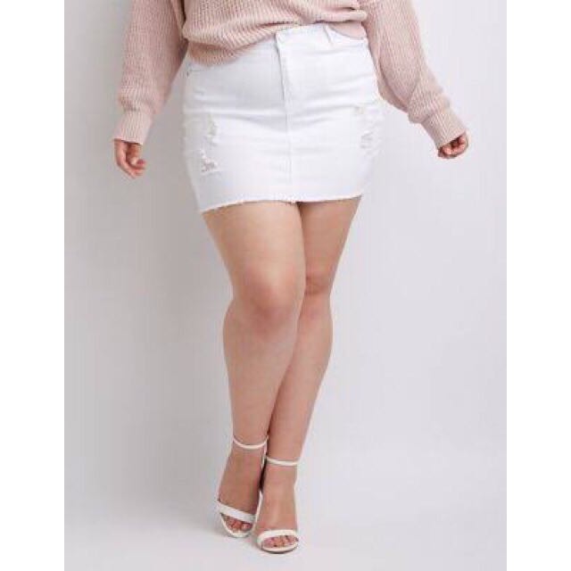 white ripped jean skirt