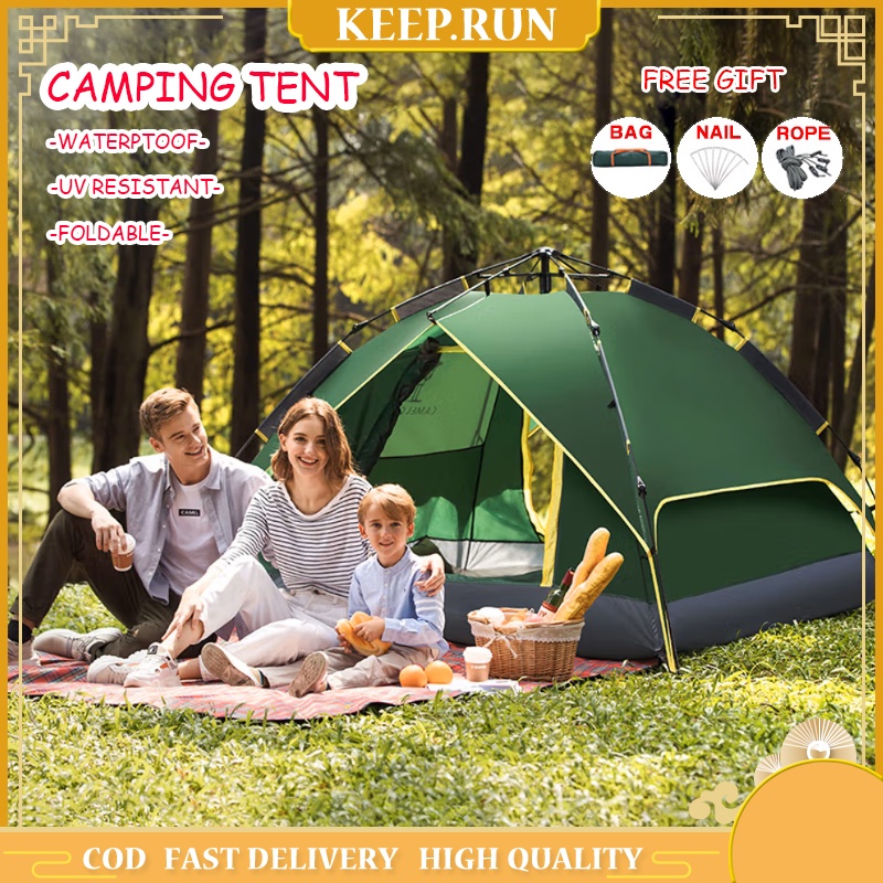 Tent 3-4 Persons Pop up Waterproof Automatic Tent Outdoor Foldable Dome ...