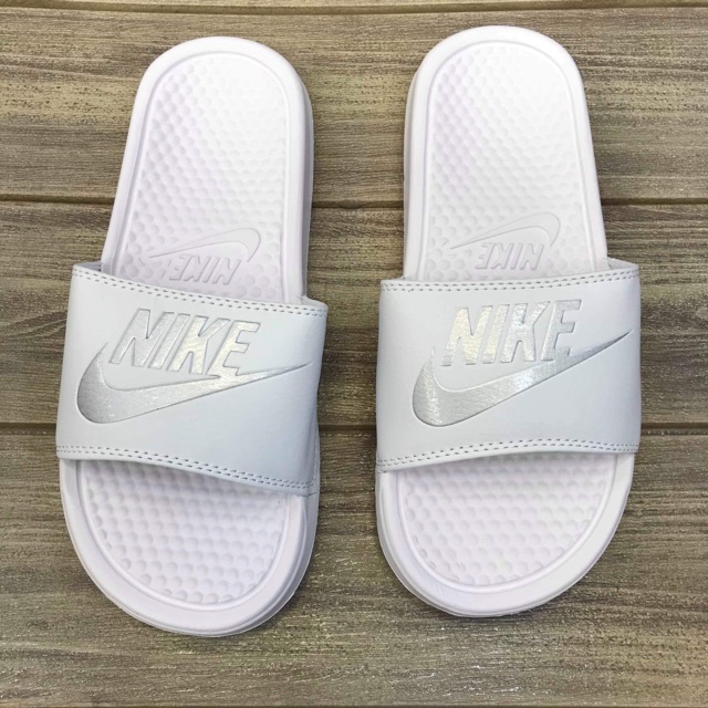 all white slides nike