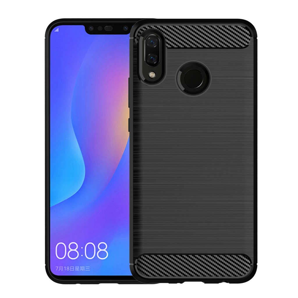 Huawei Nova 3i Casing Armor Carbon Fiber TPU Soft Silicone Back Cover