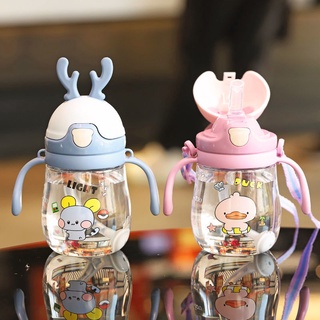 [New Arrival] 370ML Cartoon Antlers Children's Straw Cup Baby Bite Gravity Ball to Learn Drinking Cu #1