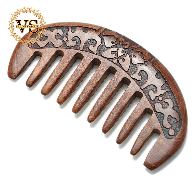 Wood Comb Wooden Hair Comb Natural Anti Static Flower Wide Tooth