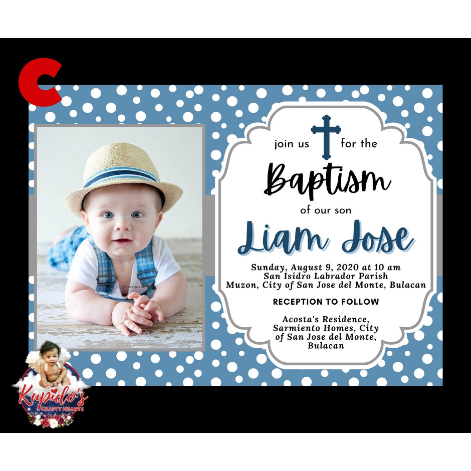 Boy Photo Baptism Invitation Instant Download Editable Baptism