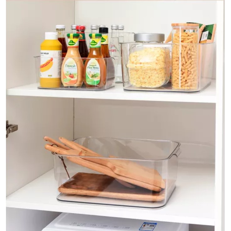 Activebae Transparent Storage Box with Lid Pantry Wardobe Kitchen Organizer PET Plastic (One Size)