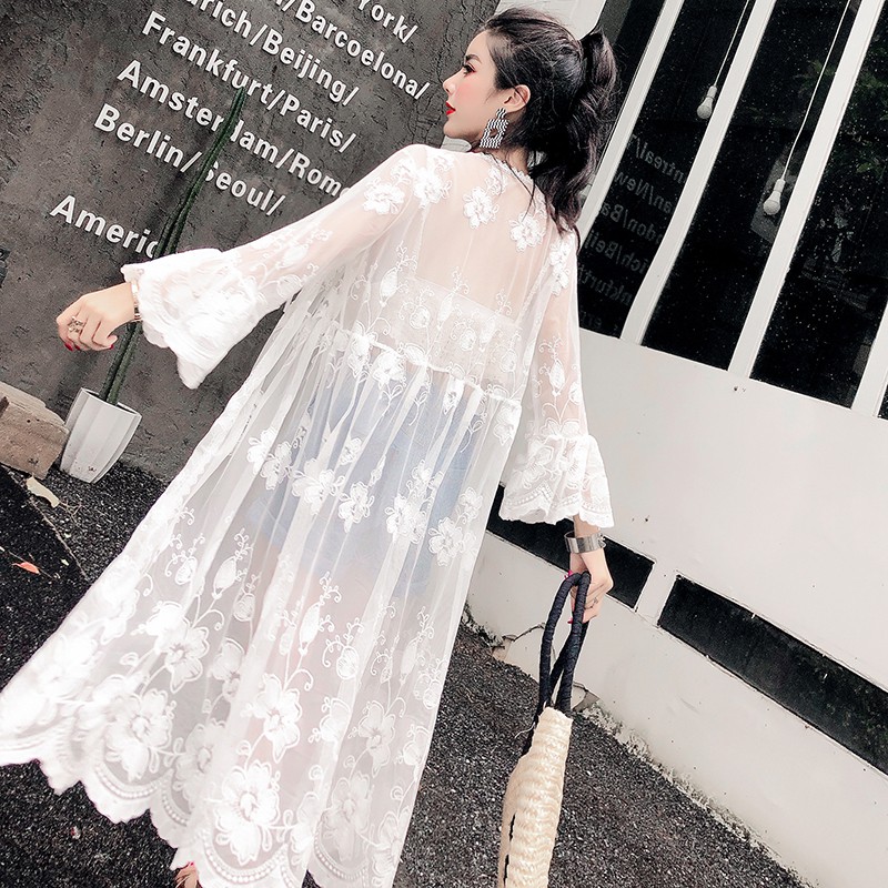 long white lace cardigan