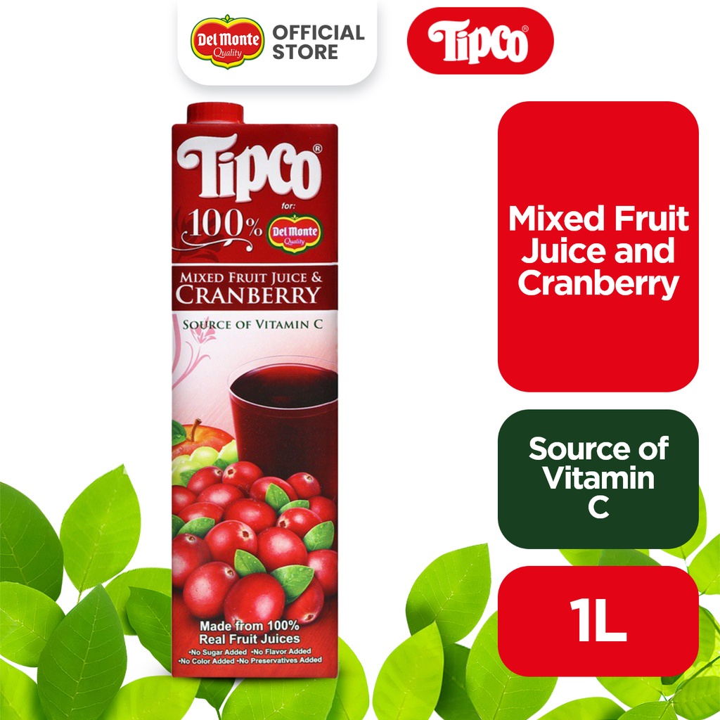 TIPCO 100 Mixed Fruit Juice & Cranberry All Natural Source of Vitamin
