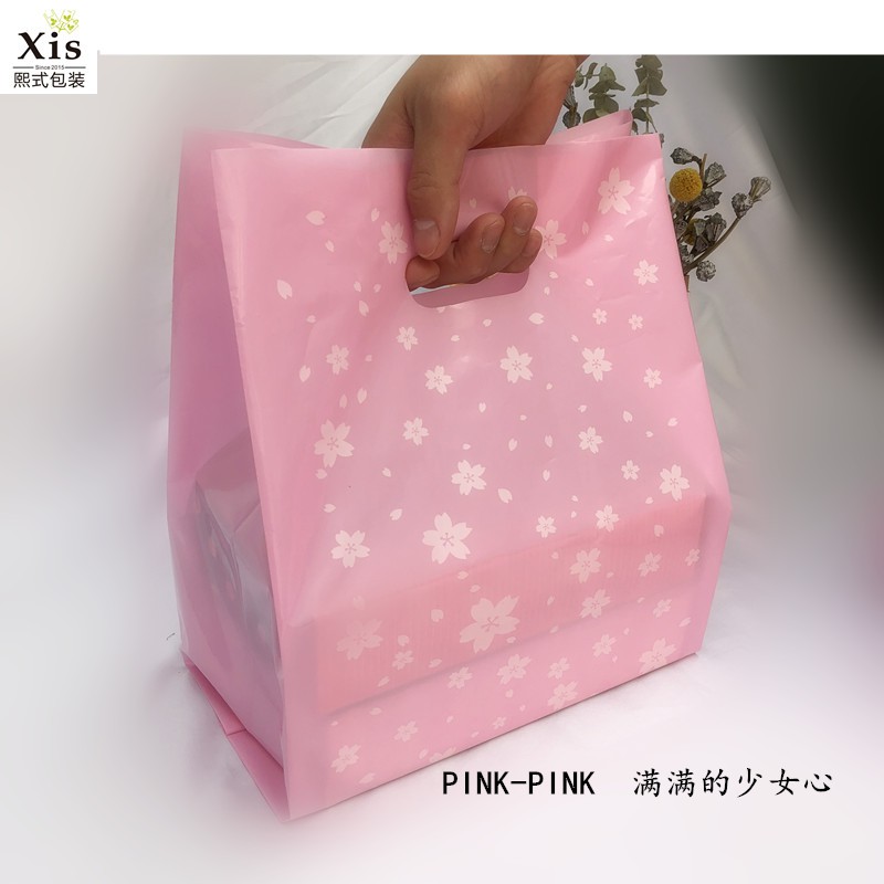 pink plastic gift bags