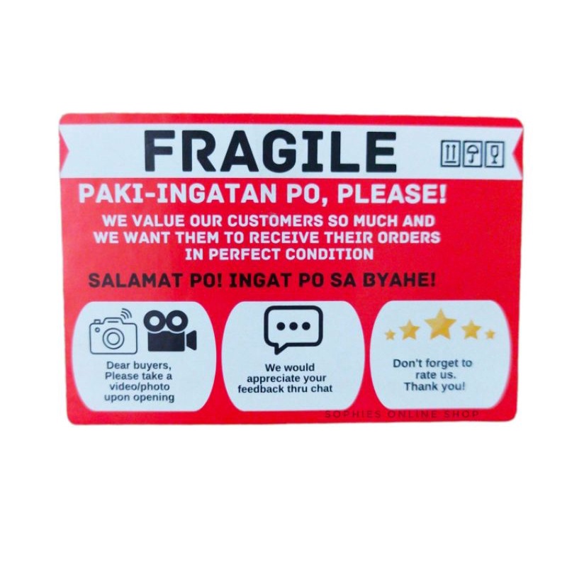 Tagalog Fragile Sticker Labels Shopee Philippines