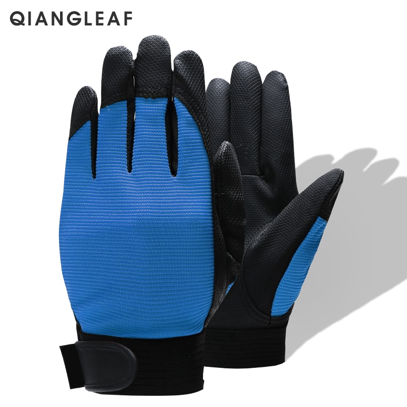 blue work gloves