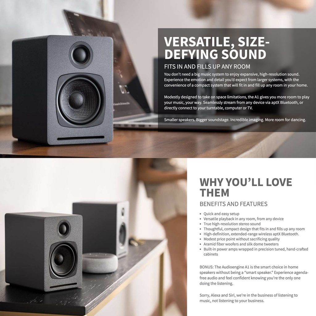 Audioengine A1 Home Music System with Bluetooth aptX Gray Shopee