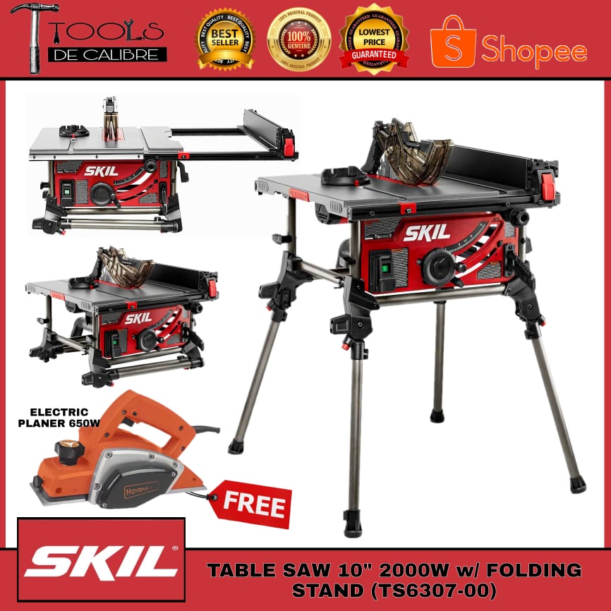 SKIL TABLE SAW 10" 2000W w/ Folding Stand (TS630700) and FREE Hoyoma Electric Planer 650w