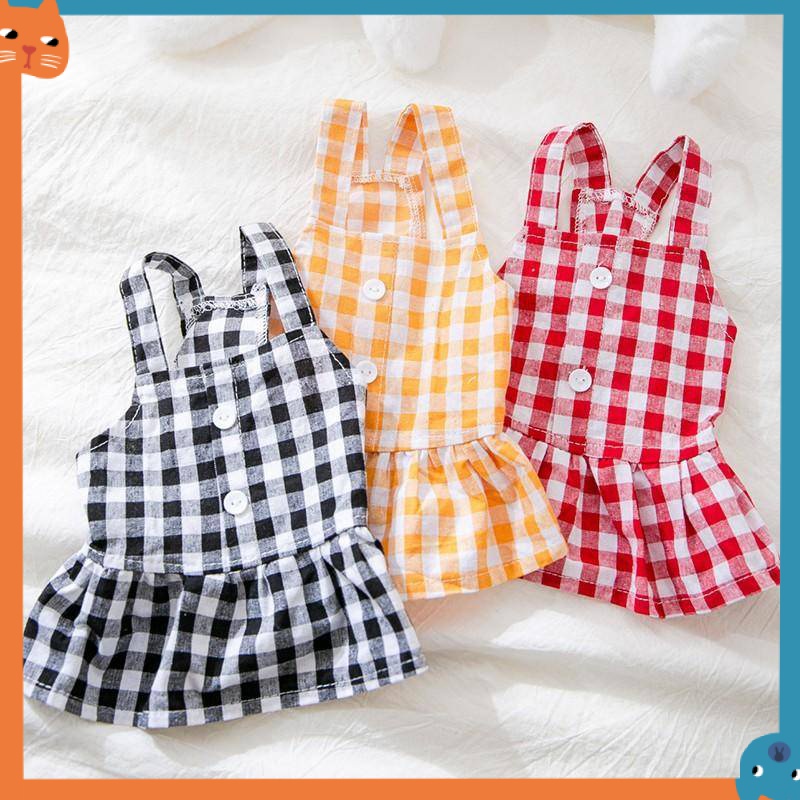 Dog Plaid Dress for Female  Pet Cat Skirt Puppy Outfits clothes #6