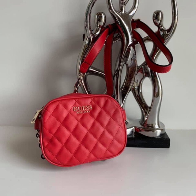 guess red sling bag