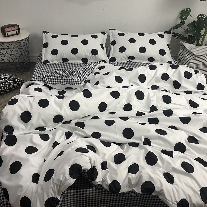 Black And White Dots Duvet Cover Set Queen King Size Bedding