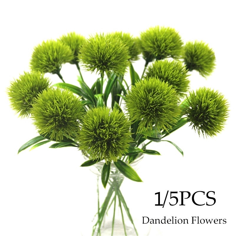 1/5PCS Artificial Flower Dandelion Fake Plants Green Dandelion ...