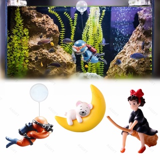 New Cute Floating Aquarium Decoration Diver Magic Fairy Moon Animal Figure Cartoon Fish Tank Ornament