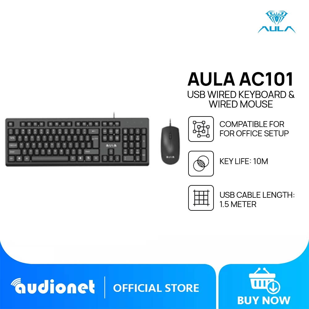 AULA AC101 USB Wired Keyboard And Wired Mouse Combo Set | Shopee ...