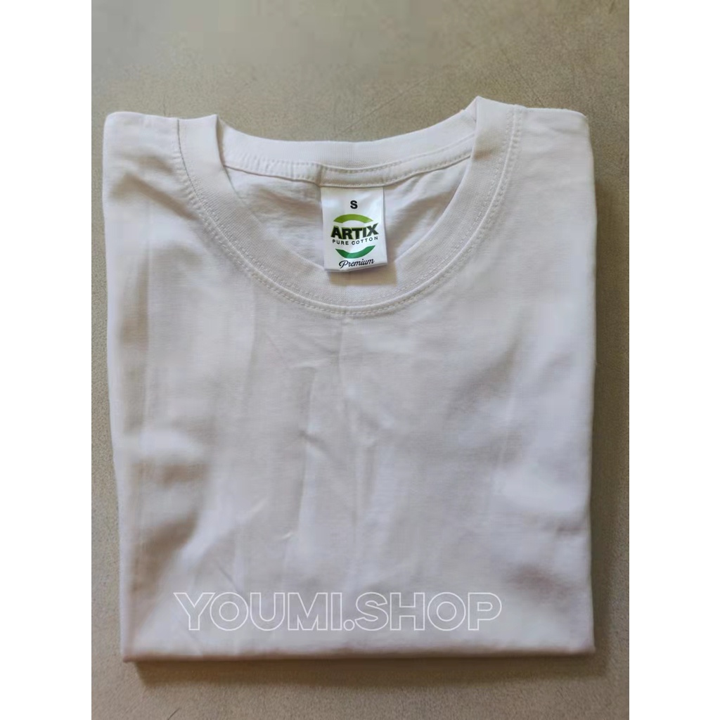 ARTIX 100% Premium Pure Cotton Round-Neck Plain T-ShirtsWHITE | Shopee ...